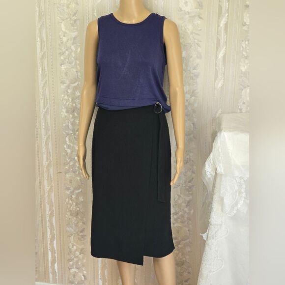 Banana Republic Black Faux Wrap Pencil Skirt NWOT - Picture 3 of 5